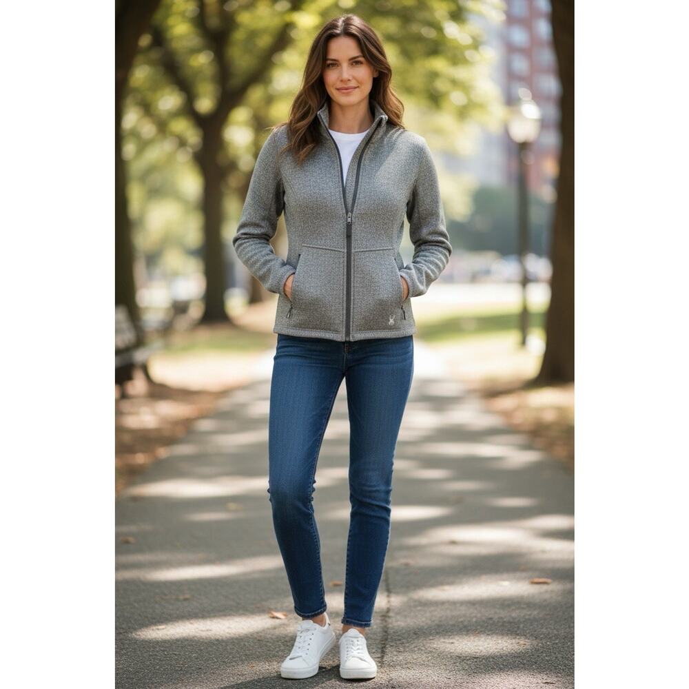Spyder Core Sweater Full Zip Jacket Women’s Medium Gray Knit Fleece Lined